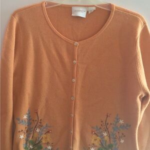 Women's Orange Embroidered Sweater
